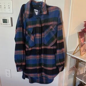 Plaid Button-Up Shirt Jacket